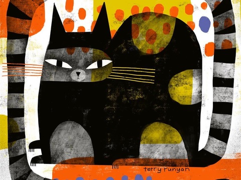  可爱动物手绘创意童趣插画猫咪动物插画治愈系插画可爱儿童插画 