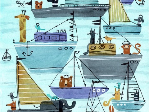  可爱动物手绘创意童趣插画猫咪动物插画治愈系插画可爱儿童插画 