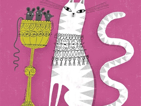  可爱动物手绘创意童趣插画猫咪动物插画治愈系插画可爱儿童插画 