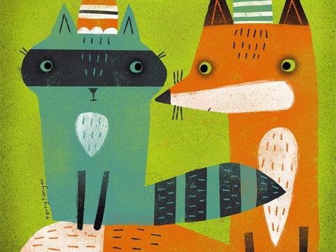  可爱动物手绘创意童趣插画猫咪动物插画治愈系插画可爱儿童插画 