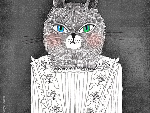  可爱动物手绘创意童趣插画猫咪动物插画治愈系插画可爱儿童插画 