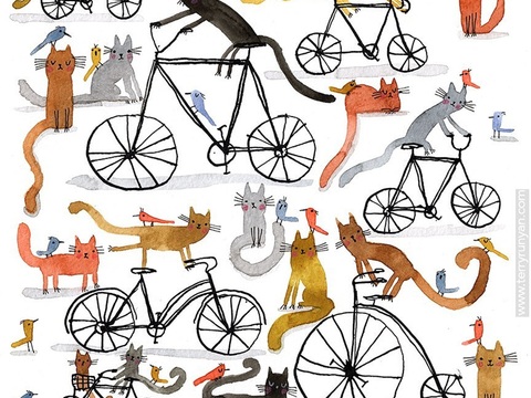  可爱动物手绘创意童趣插画猫咪动物插画治愈系插画可爱儿童插画 