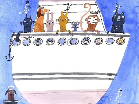  可爱动物手绘创意童趣插画猫咪动物插画治愈系插画可爱儿童插画 