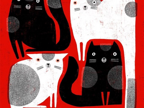  可爱动物手绘创意童趣插画猫咪动物插画治愈系插画可爱儿童插画 