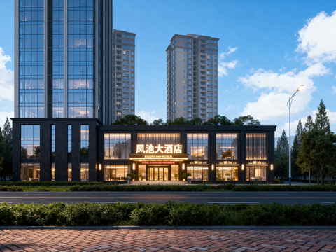 街道夜景 街景 大街 门面房窗景