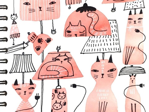  可爱动物手绘创意童趣插画猫咪动物插画治愈系插画可爱儿童插画 