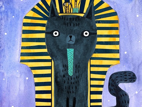  可爱动物手绘创意童趣插画猫咪动物插画治愈系插画可爱儿童插画 