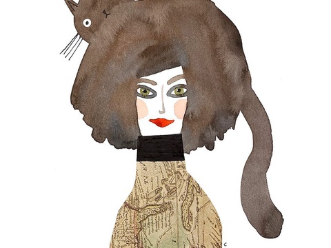  可爱动物手绘创意童趣插画猫咪动物插画治愈系插画可爱儿童插画 