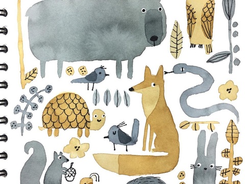  可爱动物手绘创意童趣插画猫咪动物插画治愈系插画可爱儿童插画 