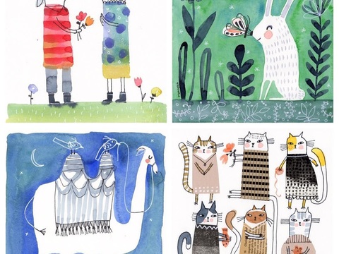  可爱动物手绘创意童趣插画猫咪动物插画治愈系插画可爱儿童插画 