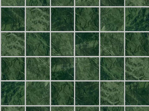 绿色复古格子砖马赛克石材