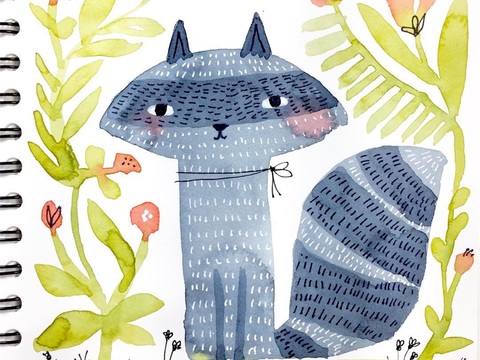  可爱动物手绘创意童趣插画猫咪动物插画治愈系插画可爱儿童插画 