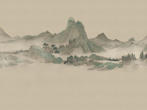 中式山水壁画