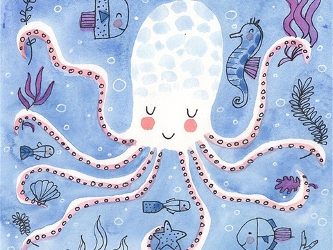  可爱动物手绘创意童趣插画猫咪动物插画治愈系插画可爱儿童插画 