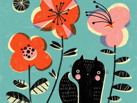  可爱动物手绘创意童趣插画猫咪动物插画治愈系插画可爱儿童插画 