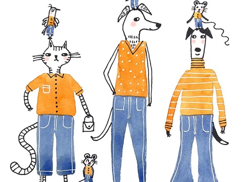  可爱动物手绘创意童趣插画猫咪动物插画治愈系插画可爱儿童插画 