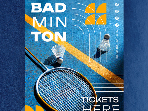 体育运动锻炼身体羽毛球主题促销宣传活动海报1