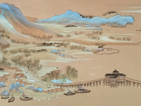  中式山水壁画壁纸 