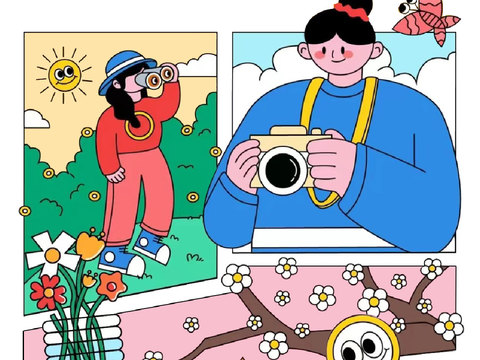 创意卡通春季露营活动海报广告3