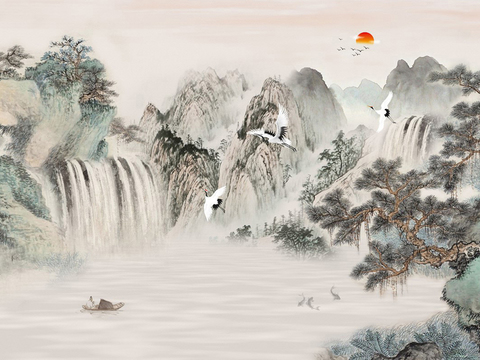  中式山水装饰画 