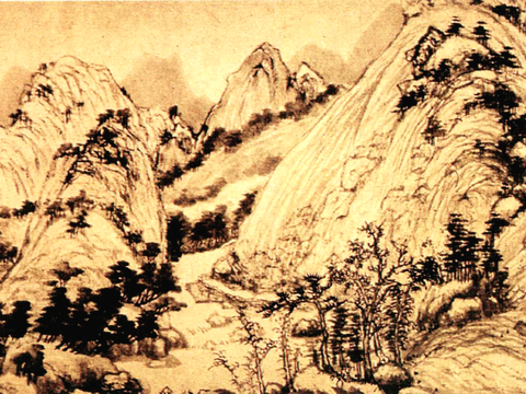 中式新中式挂画壁画字画山水花鸟背景墙壁纸装饰画油画