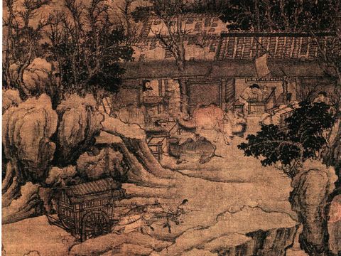 中式新中式挂画壁画字画山水花鸟背景墙壁纸装饰画油画