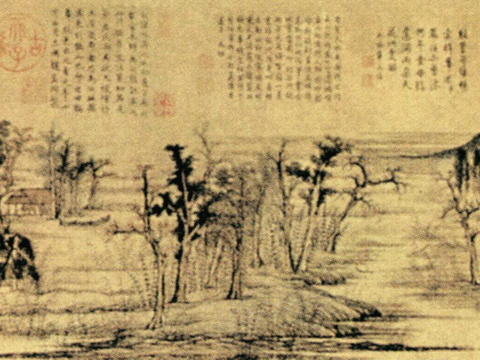  中式新中式挂画壁画字画山水花鸟背景墙壁纸装饰画油画 
