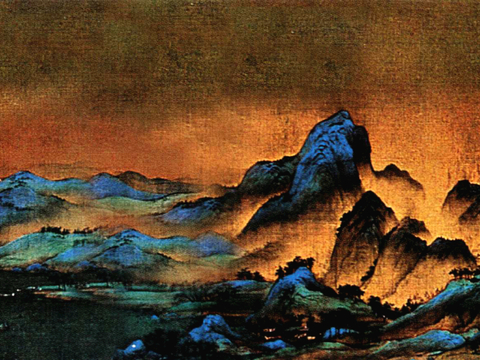 中式新中式挂画壁画字画山水花鸟背景墙壁纸装饰画油画