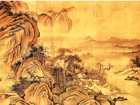 中式新中式挂画壁画字画山水花鸟背景墙壁纸装饰画油画