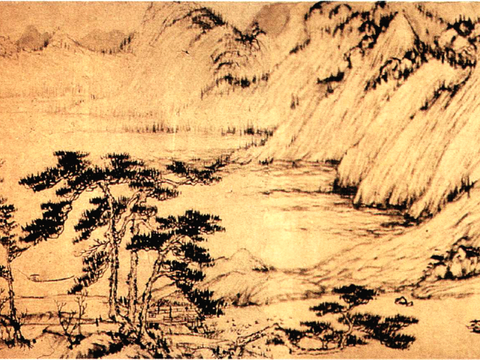  中式新中式挂画壁画字画山水花鸟背景墙壁纸装饰画油画 