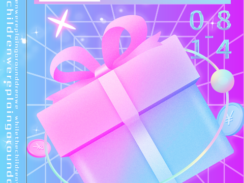  时尚创意卡通酸性盲盒海报广告67 