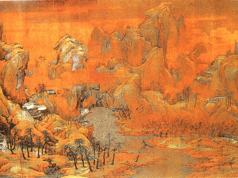  中式新中式挂画壁画字画山水花鸟背景墙壁纸装饰画油画 