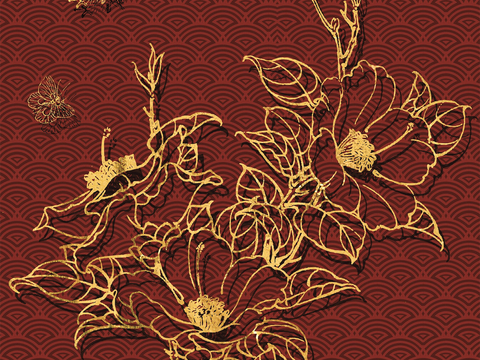  中式新中式挂画壁画字画山水花鸟背景墙壁纸装饰画油画 