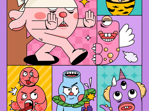 潮玩卡通插画风集会活动海报广告16