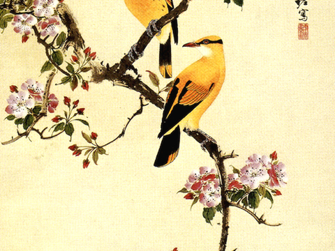  中式新中式挂画壁画字画山水花鸟背景墙壁纸装饰画油画 