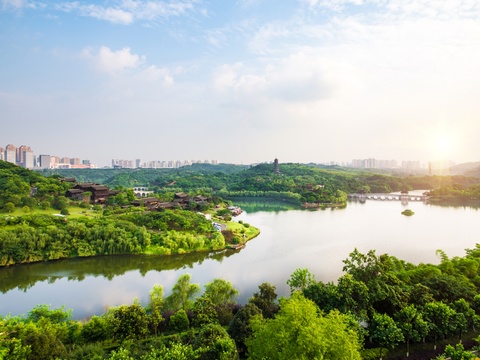 高清户外公园外景，