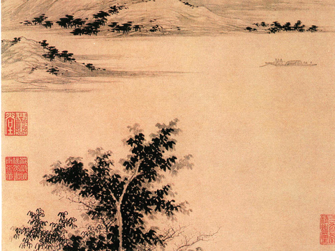  中式新中式挂画壁画字画山水花鸟背景墙壁纸装饰画油画 