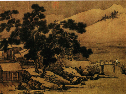  中式新中式挂画壁画字画山水花鸟背景墙壁纸装饰画油画 