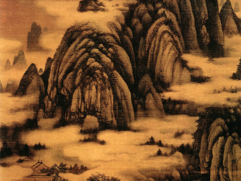  中式新中式挂画壁画字画山水花鸟背景墙壁纸装饰画油画 