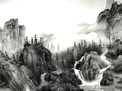  中式新中式挂画壁画字画山水花鸟背景墙壁纸装饰画油画 