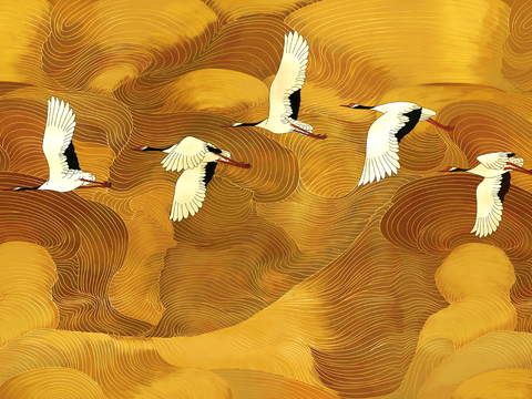  中式新中式挂画壁画字画山水花鸟背景墙壁纸装饰画油画 