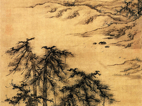  中式新中式挂画壁画字画山水花鸟背景墙壁纸装饰画油画 