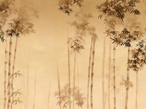 禅意意境竹林 禅意竹林 杜邦纸 竹林装饰画 古画