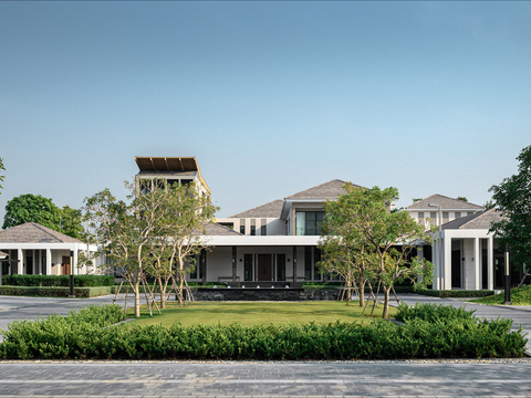 白天户外别墅外景