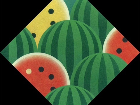  创意极简平涂插画日本当代艺术绘画 