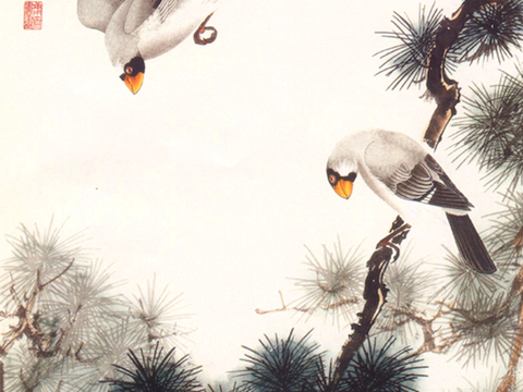  中式新中式挂画壁画字画山水花鸟背景墙壁纸装饰画油画 