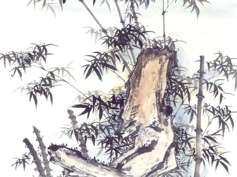  中式新中式挂画壁画字画山水花鸟背景墙壁纸装饰画油画 