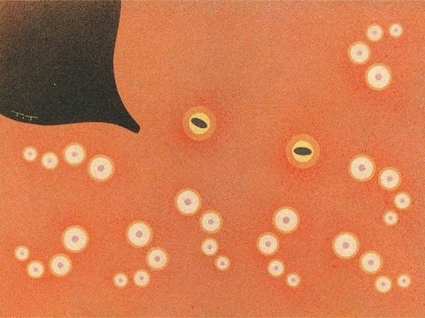  创意极简平涂插画日本当代艺术绘画 