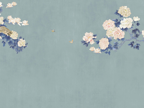  中式新中式挂画壁画字画山水花鸟背景墙壁纸装饰画油画 