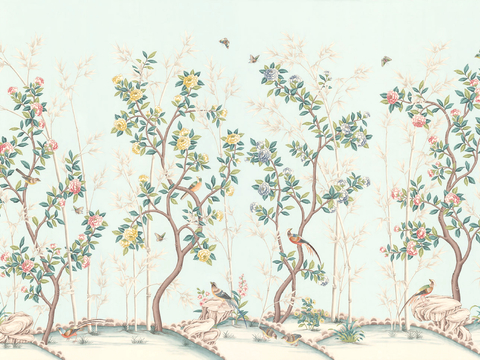  中式新中式挂画壁画字画山水花鸟背景墙壁纸装饰画油画 